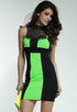 Charming Embroidered Neck Black and Green Mini Dress